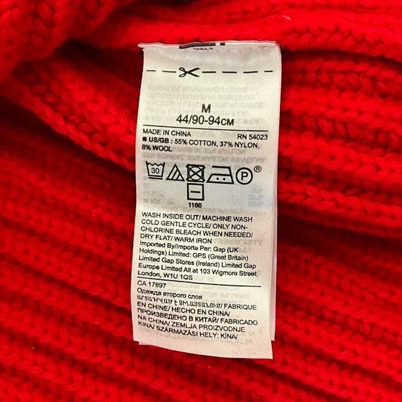 Banana Republic Red Ribbed Mock Neck Sweater – Size Medium – Cotton Wool Blend - Picture 9 of 10